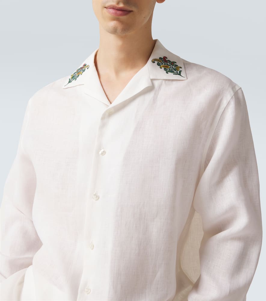 Paisley embroidered linen shirt
