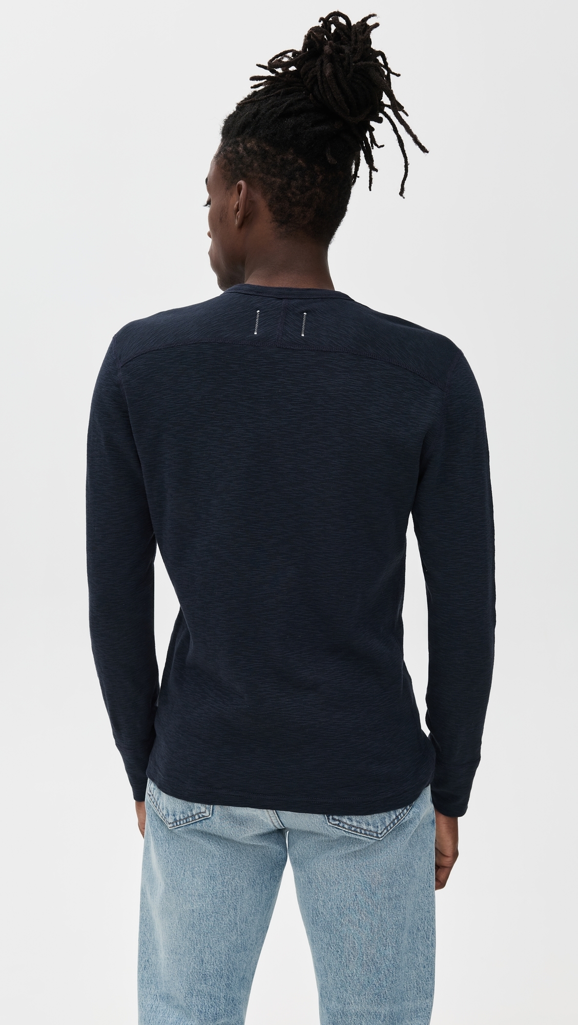 Reigning Champ 1x1 Slub Slim Henley Navy