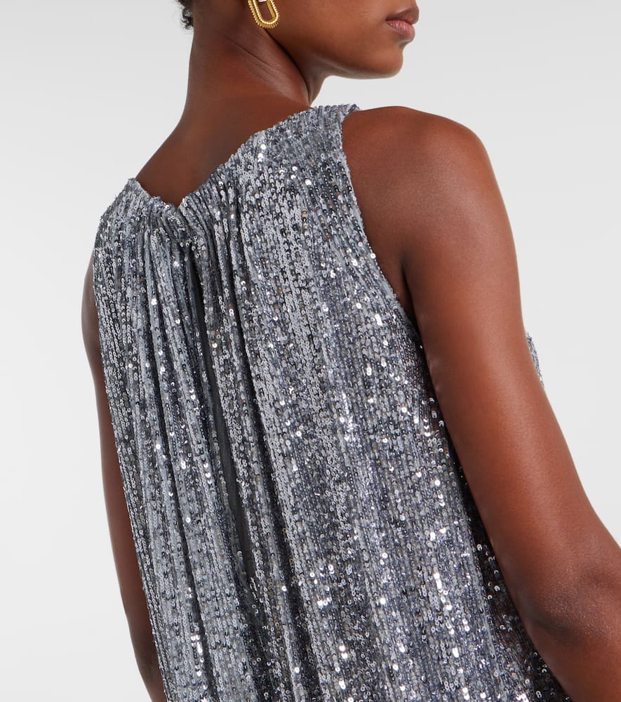 Sequined gathered cocktail dress