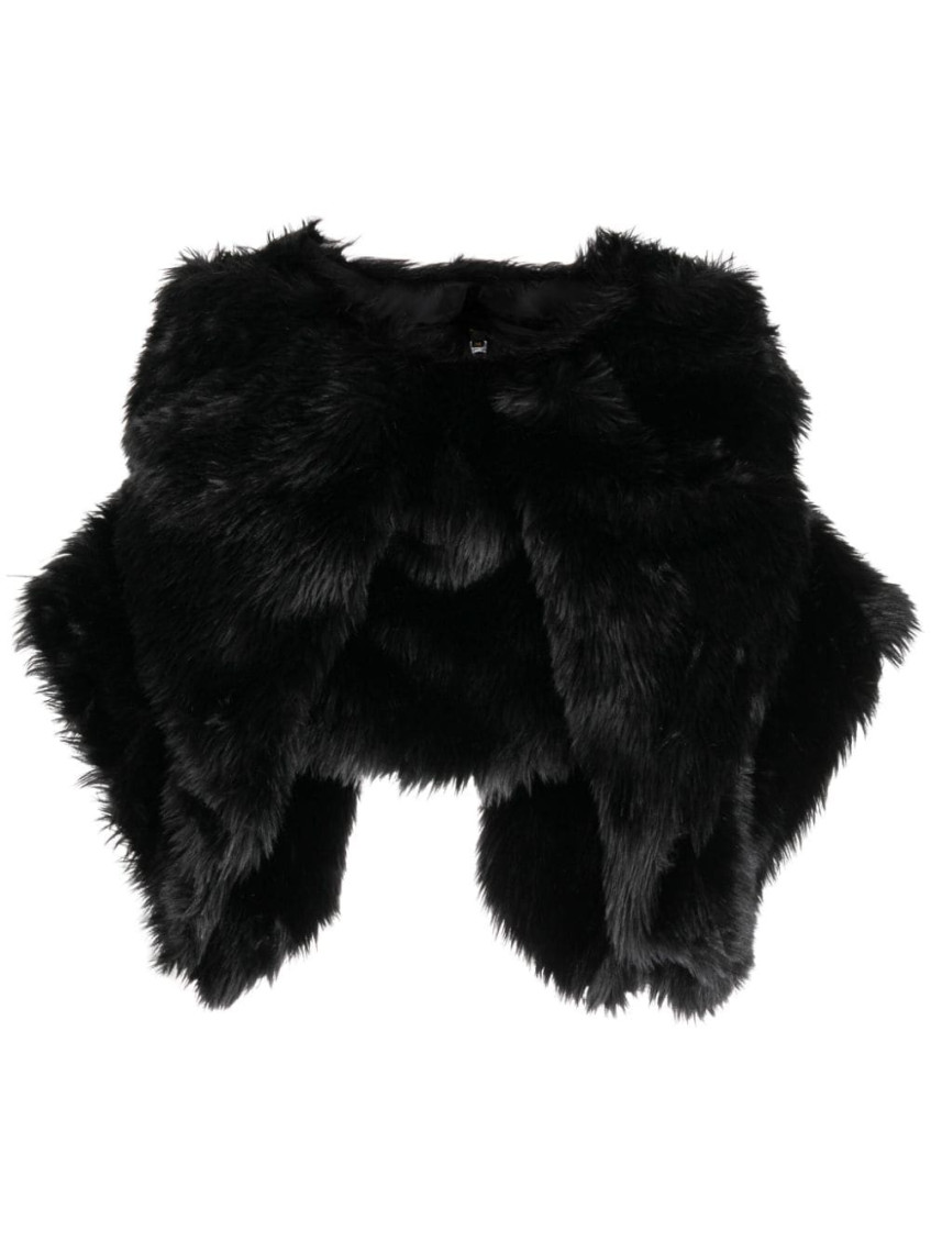 Black Faux fur cropped jacket