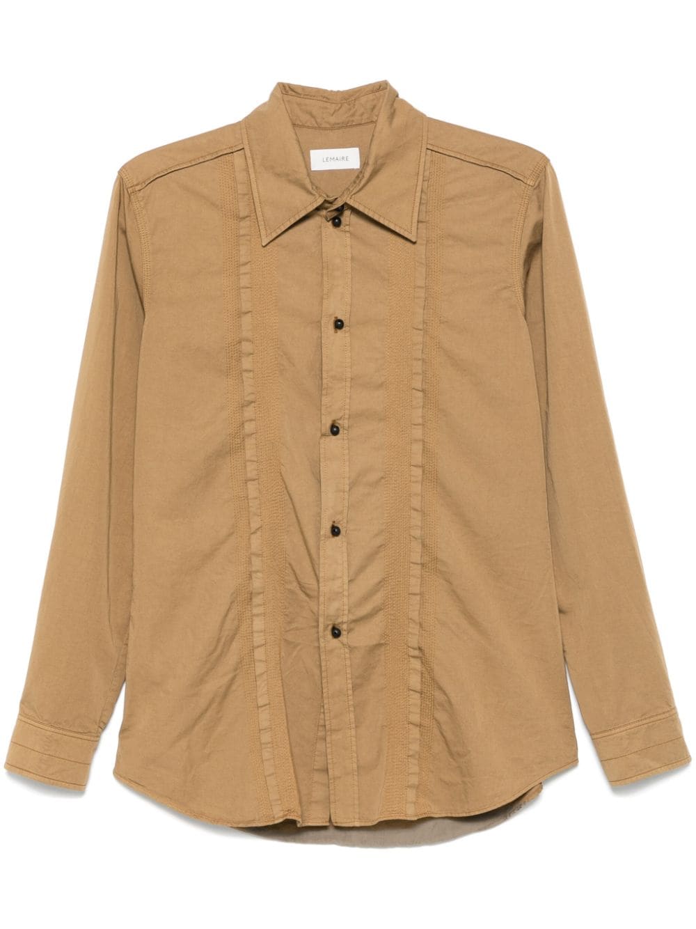 Decorative-stitching shirt - Brown