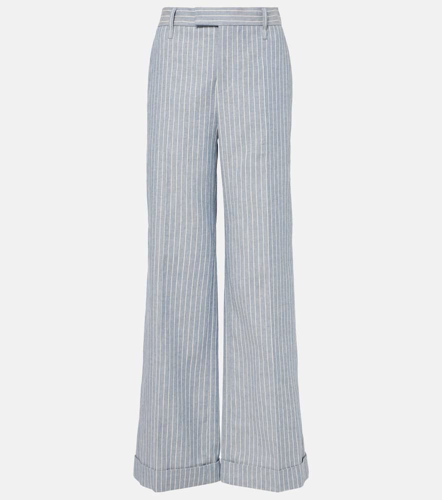 Linen and cotton-blend wide-leg pants