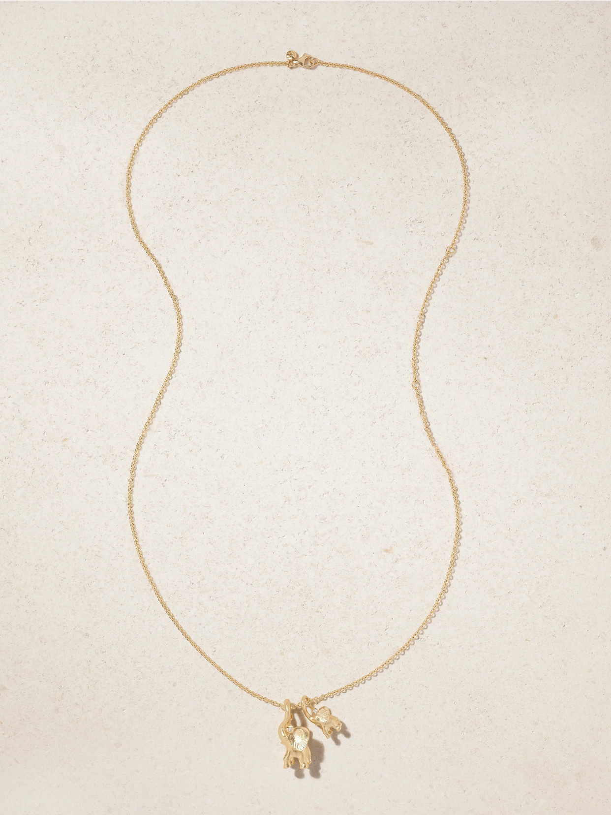 Double Elephant 18-karat Gold Diamond Necklace - One size