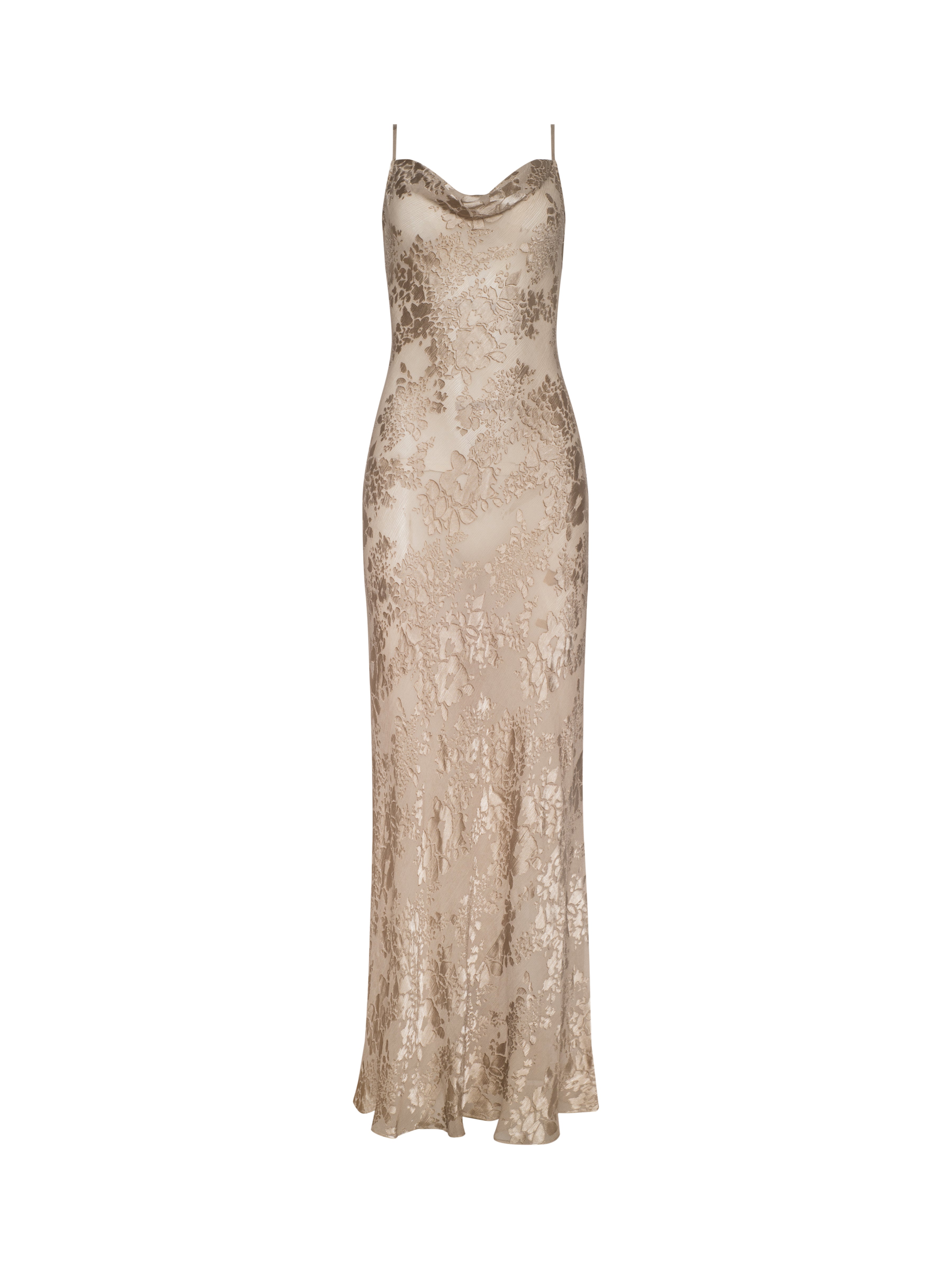 Christine Burnout Satin Gown In Feather Grey