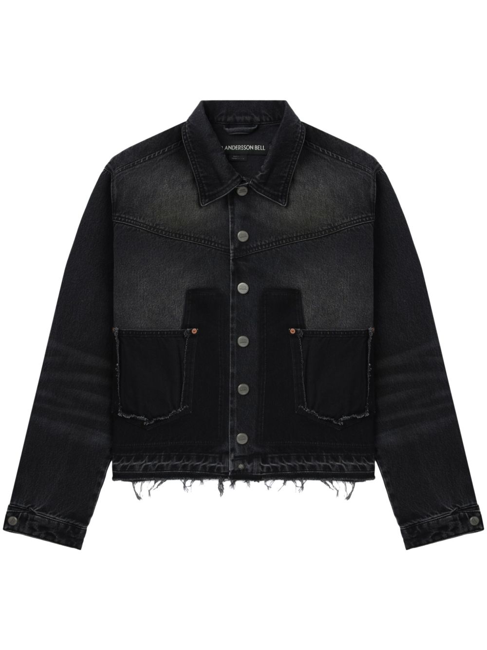 Unfinished-effect denim jacket - Black