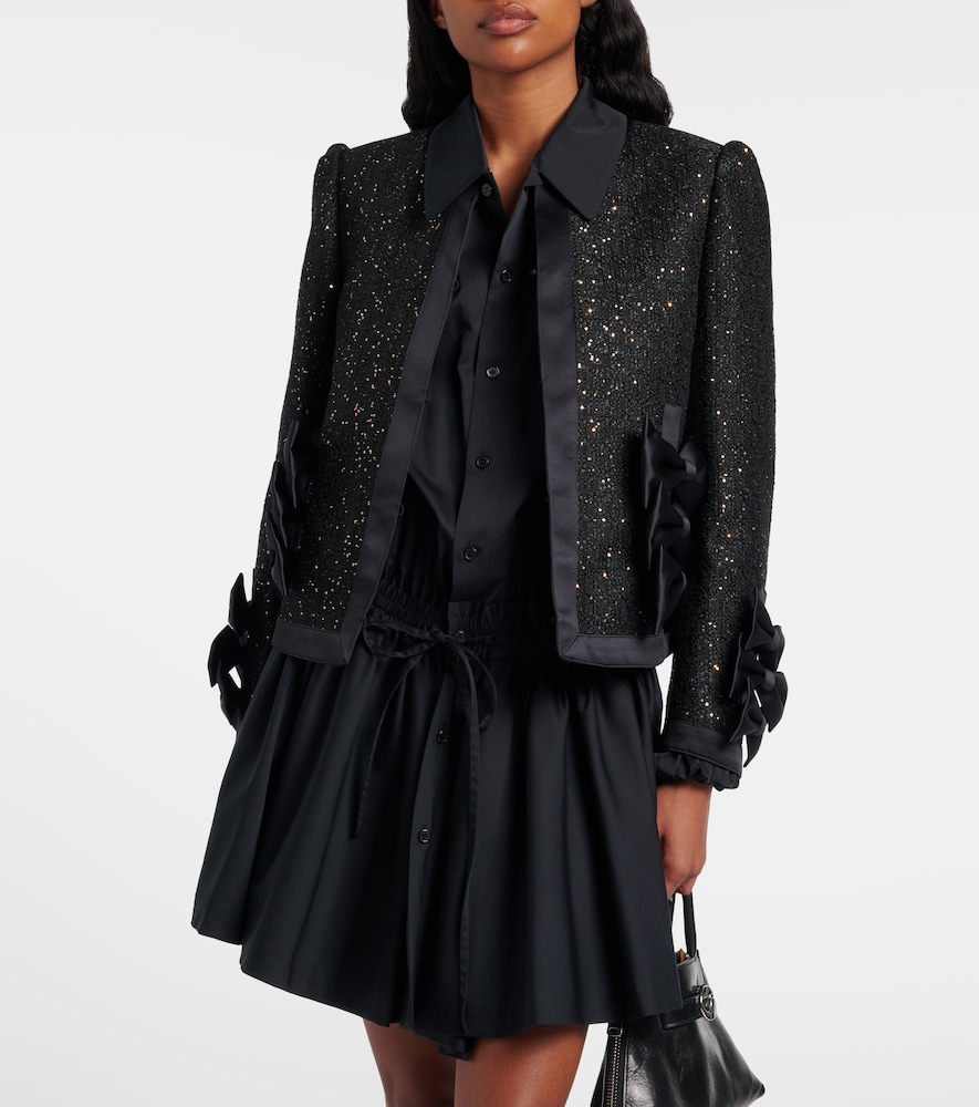 Satin-trimmed sequined jacket