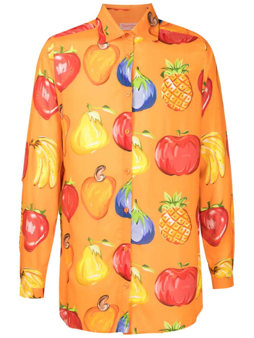 Fruit-print button-up shirt - Orange
