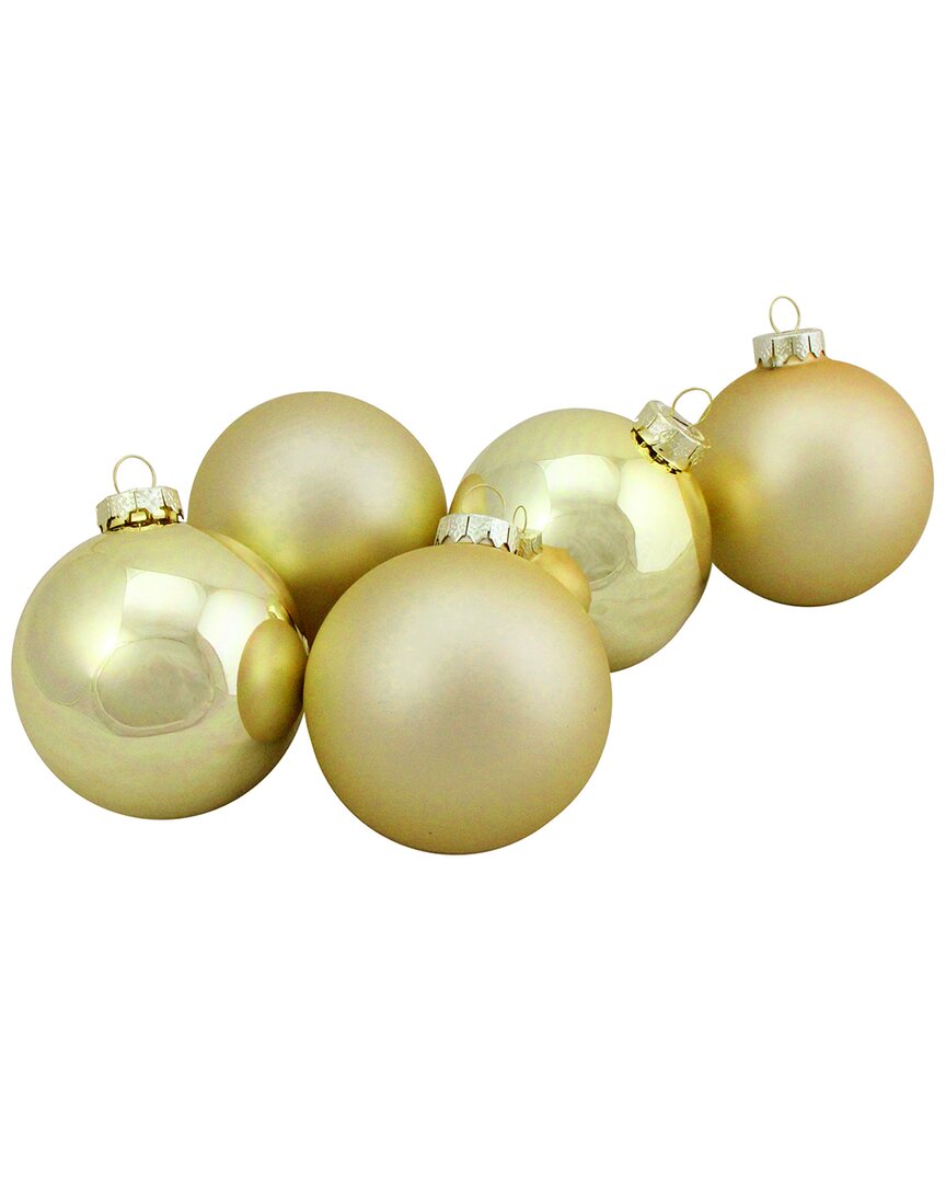Northlight 6Ct Gold 2-Finish Glass Ball Christmas Ornaments 3.25in (80Mm)
