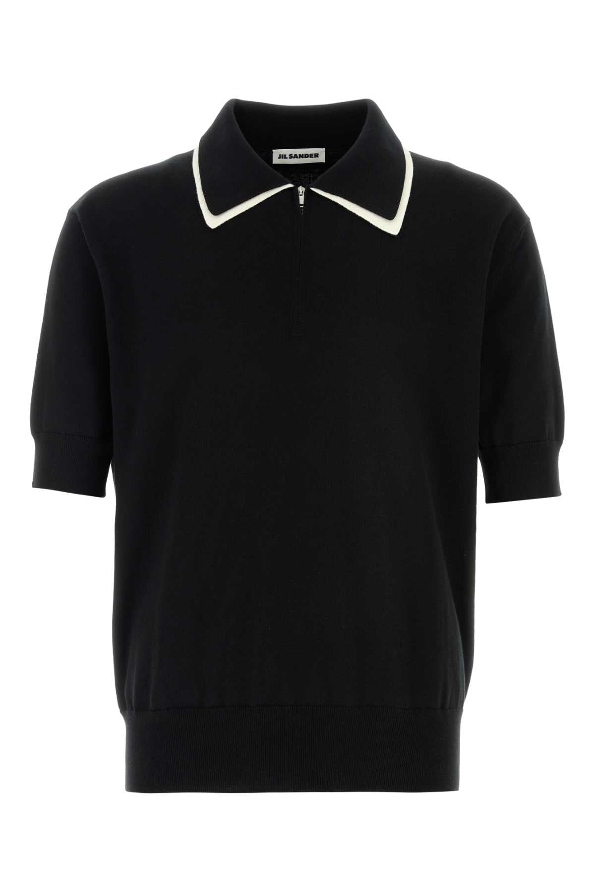 Cotton Piqué with Contrast Collar Polo Shirt — Black