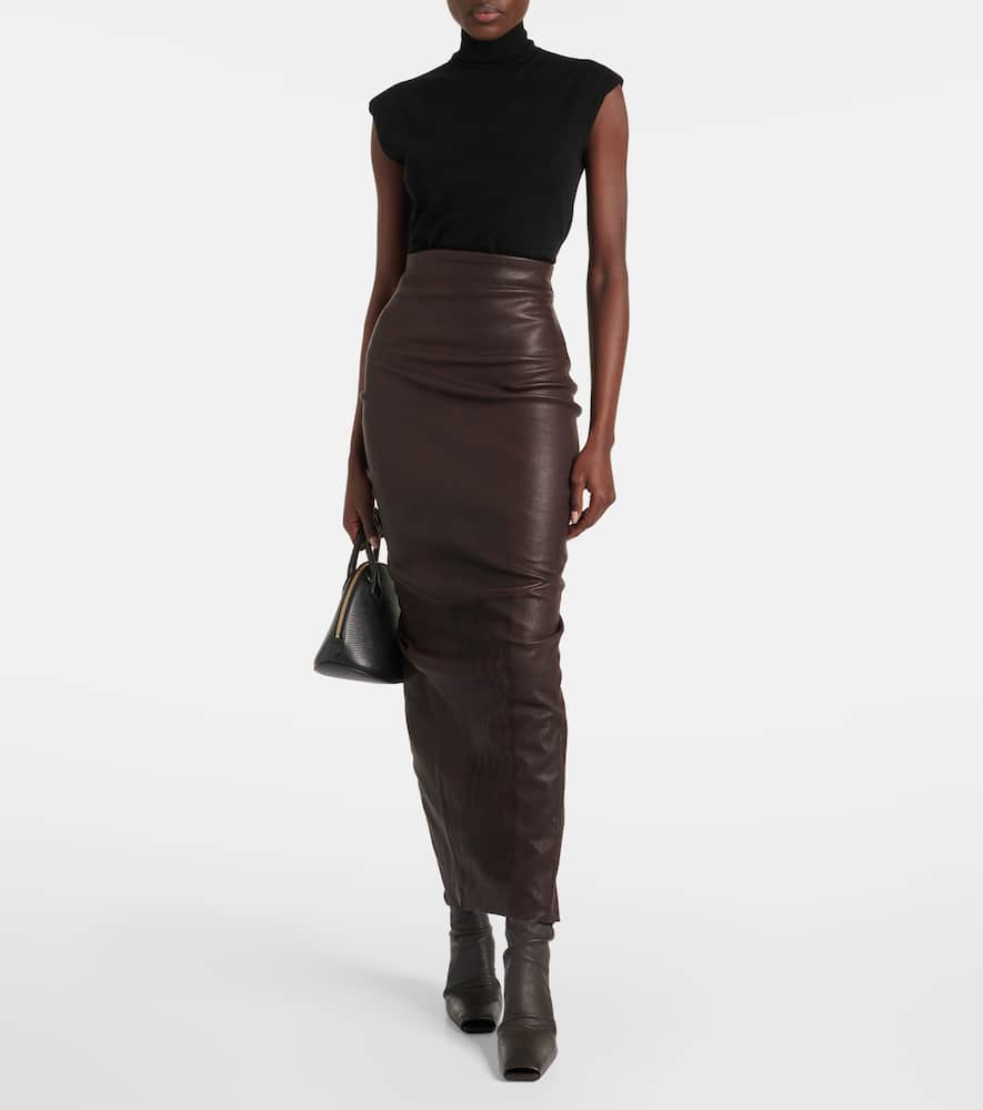 Dirt Pillar leather and cotton maxi skirt