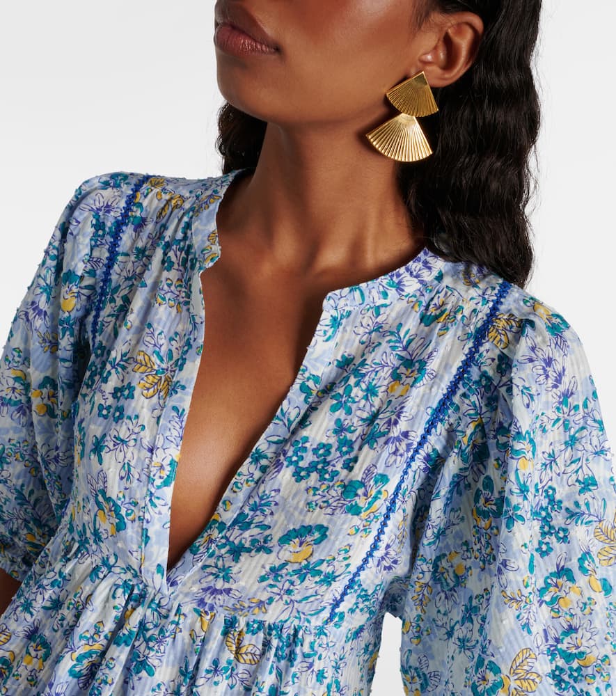 Aria floral gathered cotton minidress