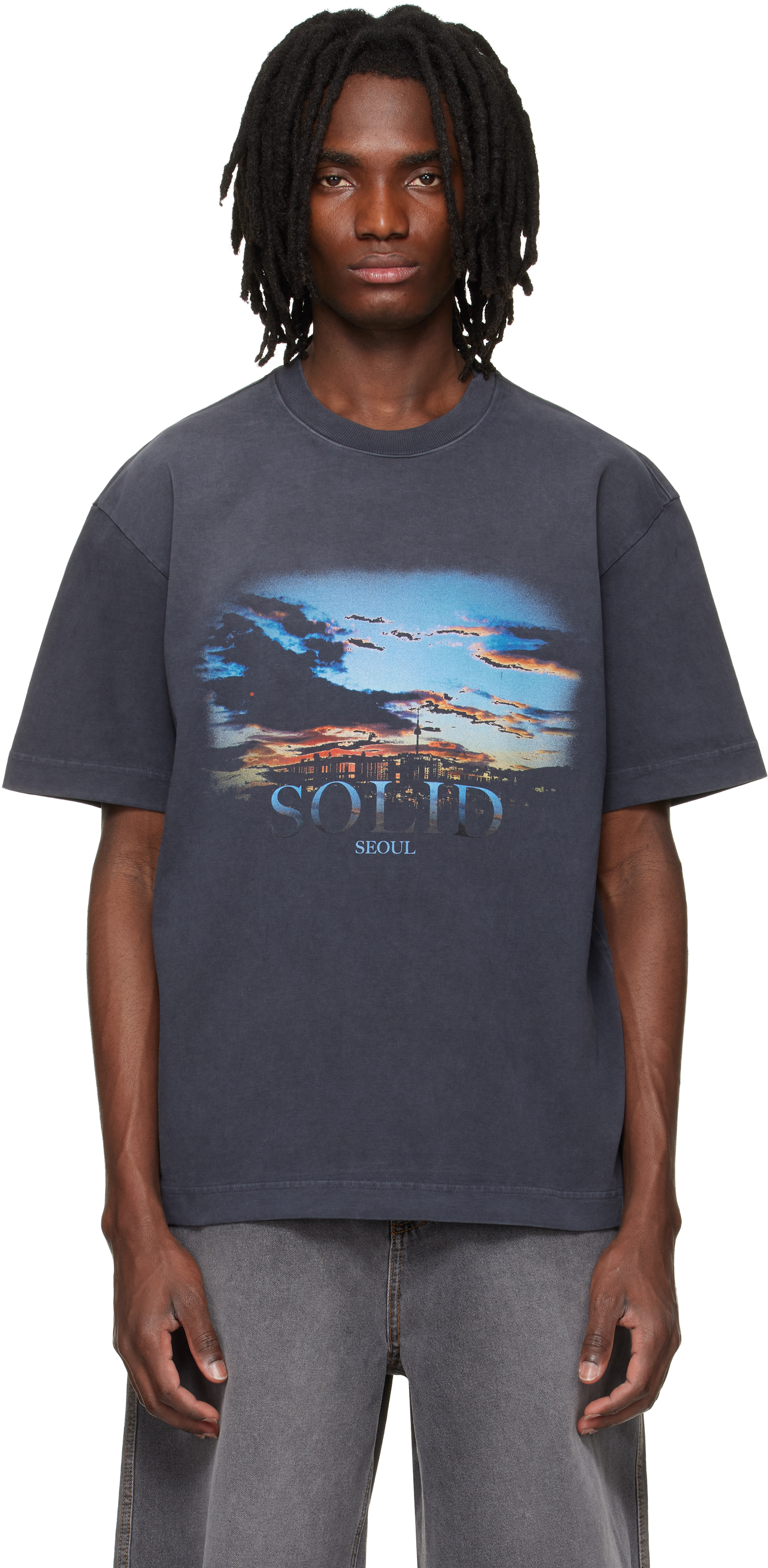 Gray Dropped Shoulder T-shirt