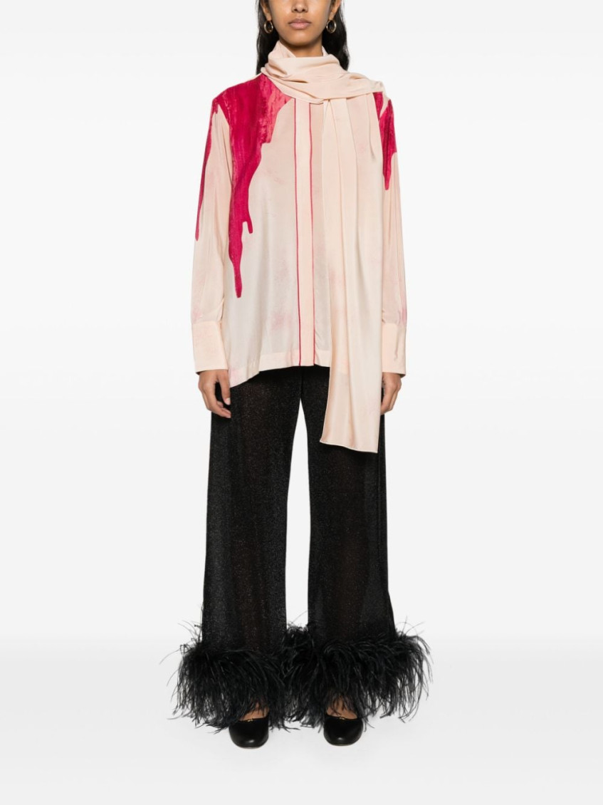 Pink Printed Crepe De Chine Shirt