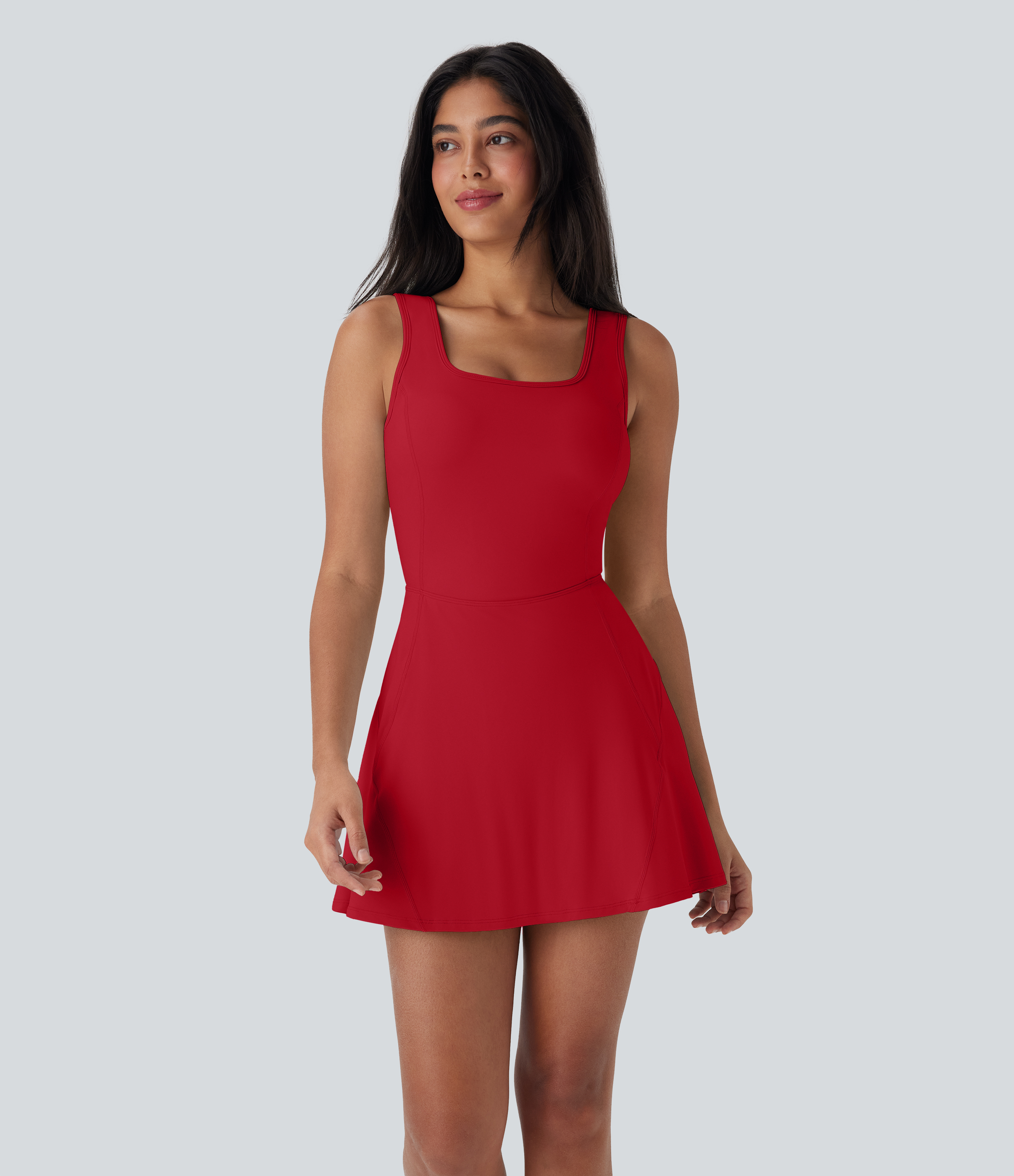 SoftlyZero™ Airy U Neck 2-in-1 Pocket Mini Cool Touch Dance Active Dress-Easy Peezy Workout Dress - Salsa