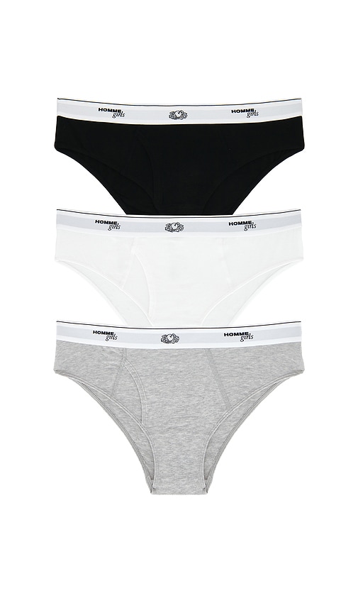 HOMMEgirls X Fruit Of The Loom Bikini Brief 3-pack in Black,White. - M also in L