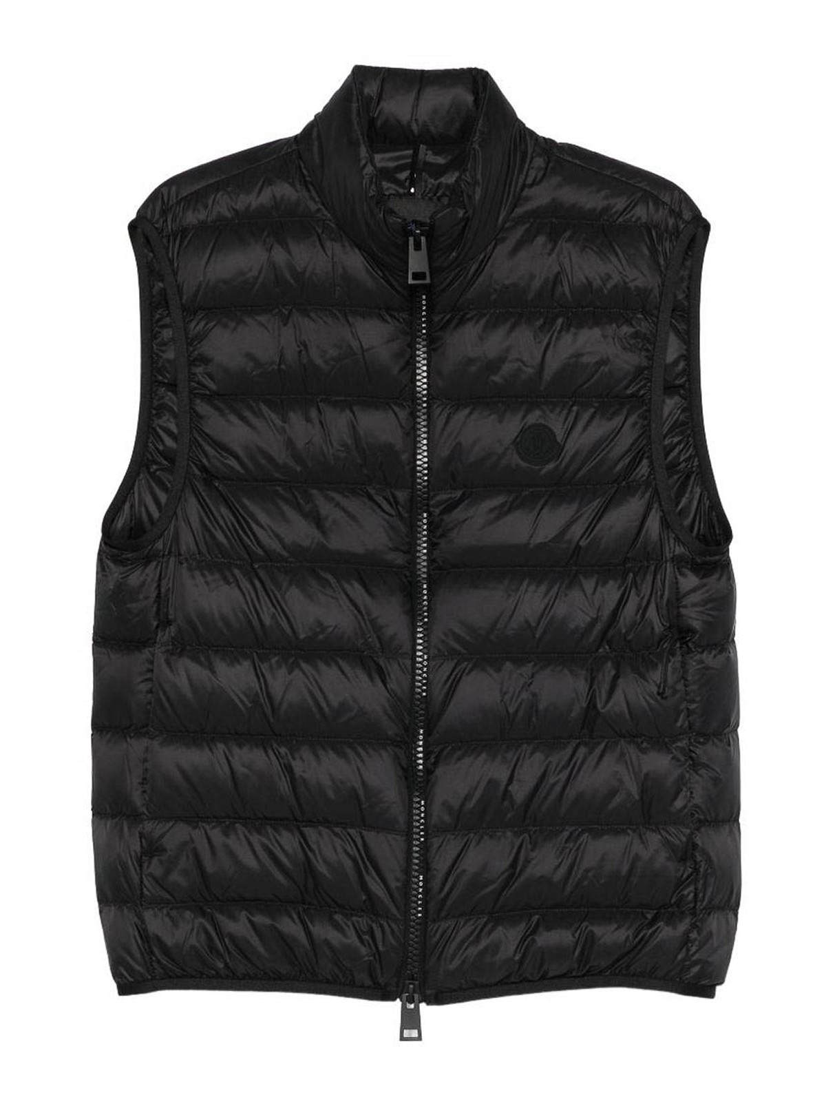 Black Quilted Gilet With Zip And Logo