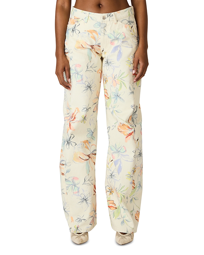 Rori Floral Barrel Leg Jeans in Vintage Ivory