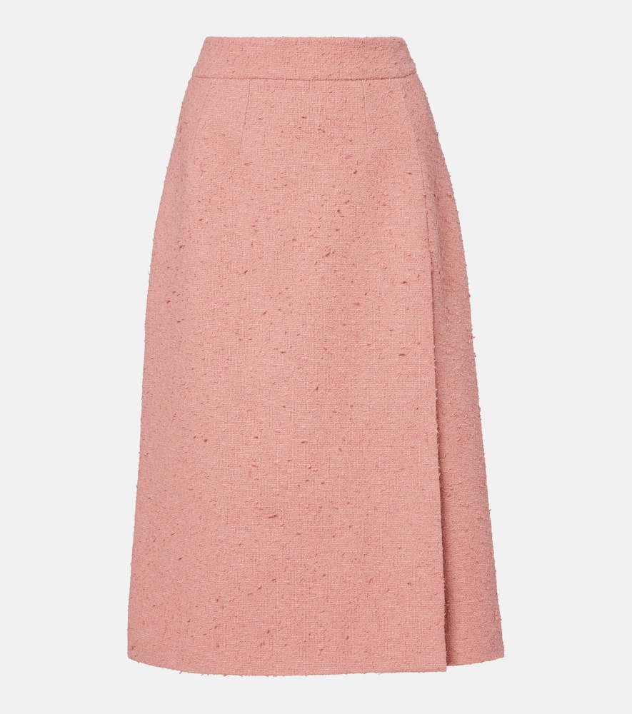 Cotton-blend midi skirt