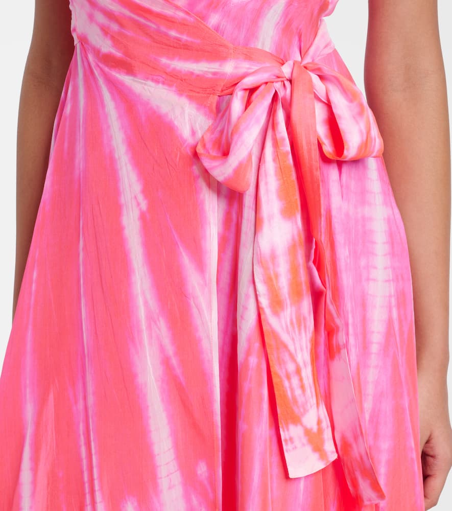 Tie-dye halterneck silk wrap dress