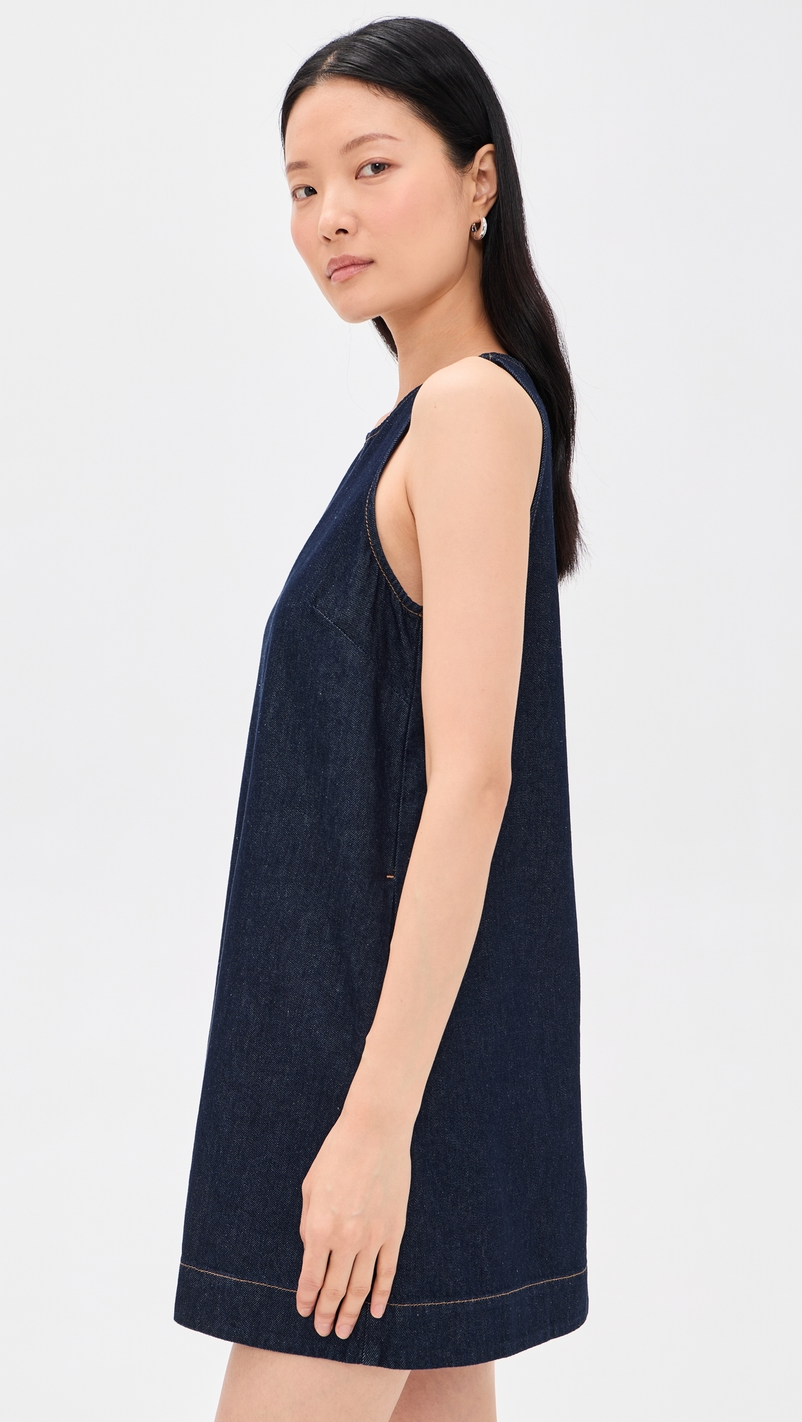 Denim Mini Shift Dress Rinse Wash