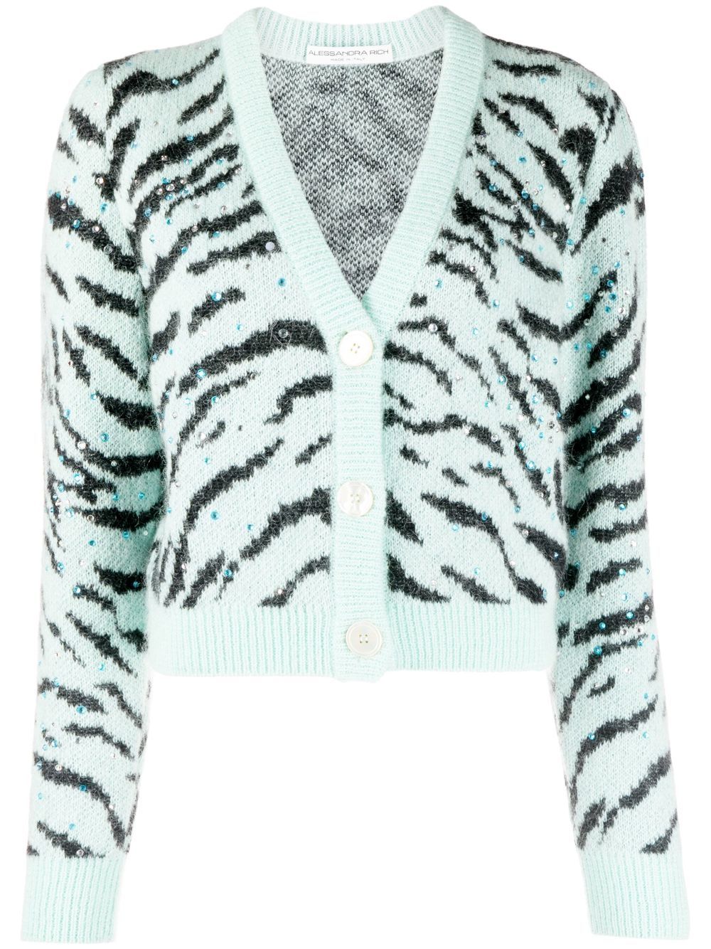 Zebra-print V-neck cardigan - Green