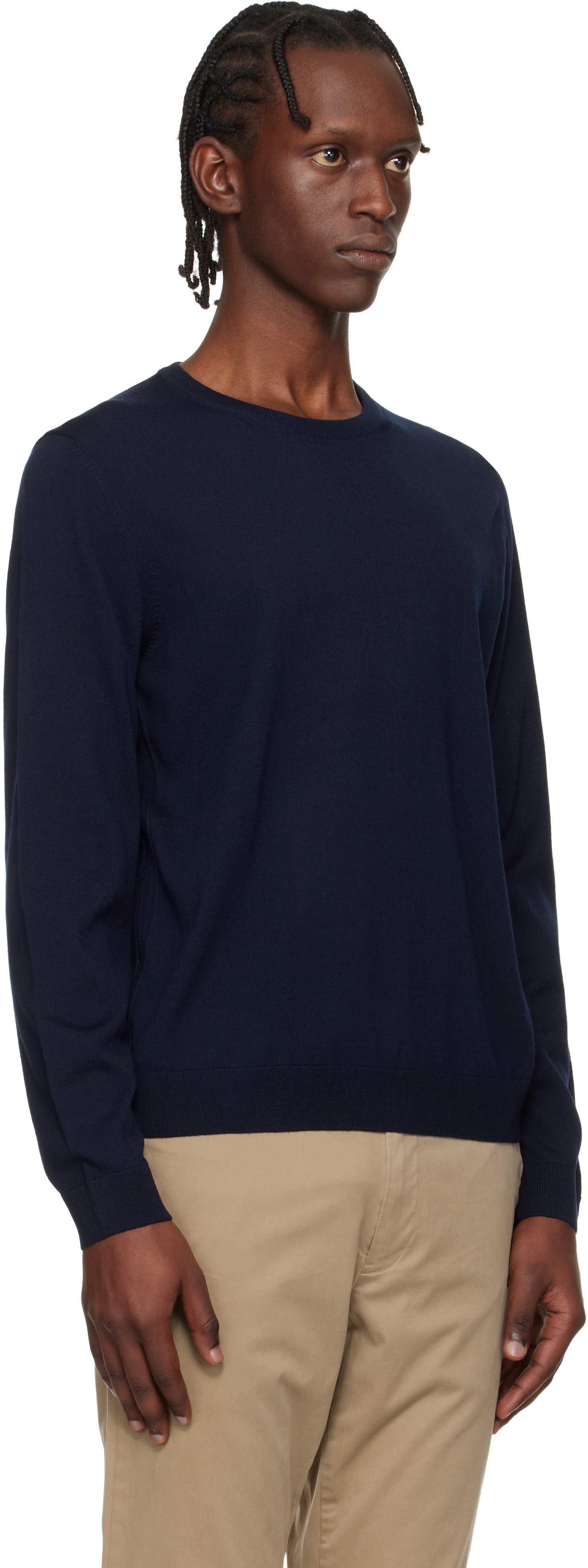 Navy Slim-Fit Merino-Wool Sweater