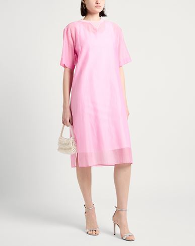 Peserico Woman Midi dress Pink Size 6 Metal, Cotton, Silk, Elastane