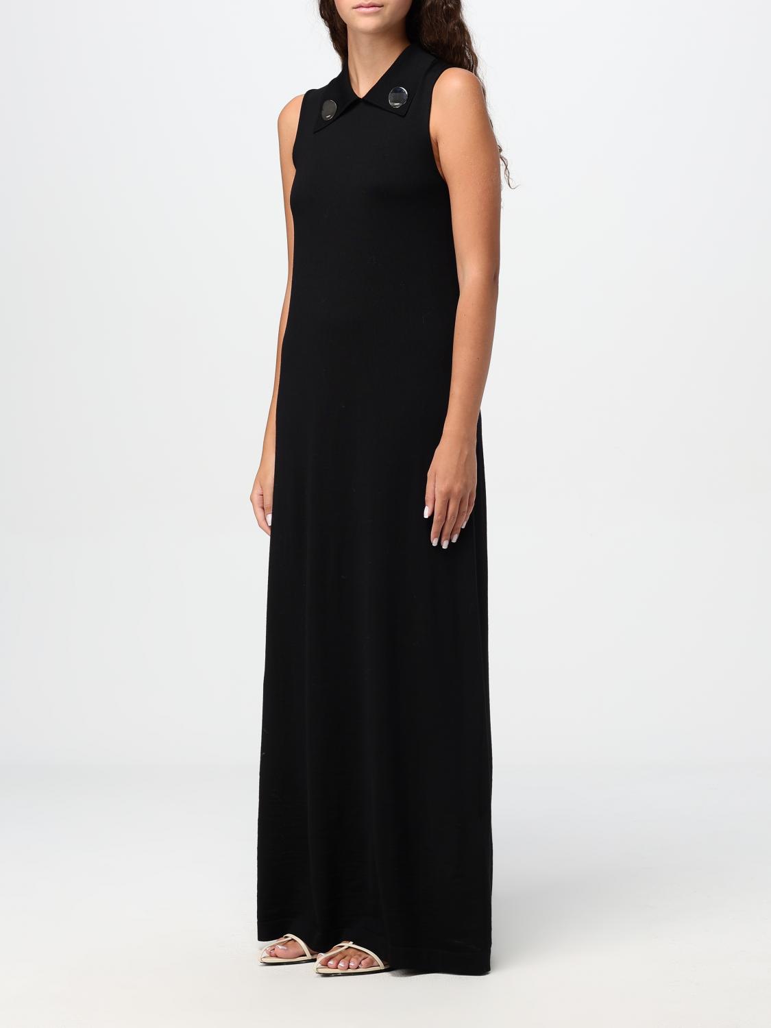 Spread-collar wool maxi dress - Black