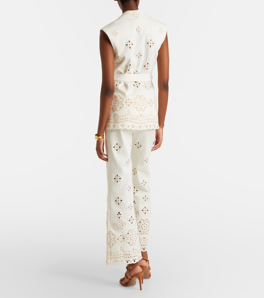 Komi eyelet cotton twill flared pants