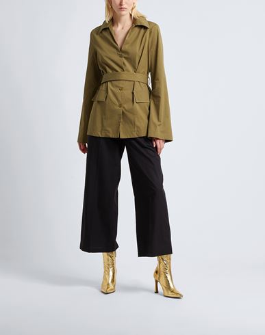 Organic Cotton Belted Chemisier Woman Shirt Military green Size 2 Cotton