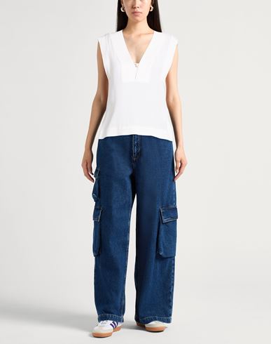 Woman Top White Size 10 Acetate, Silk