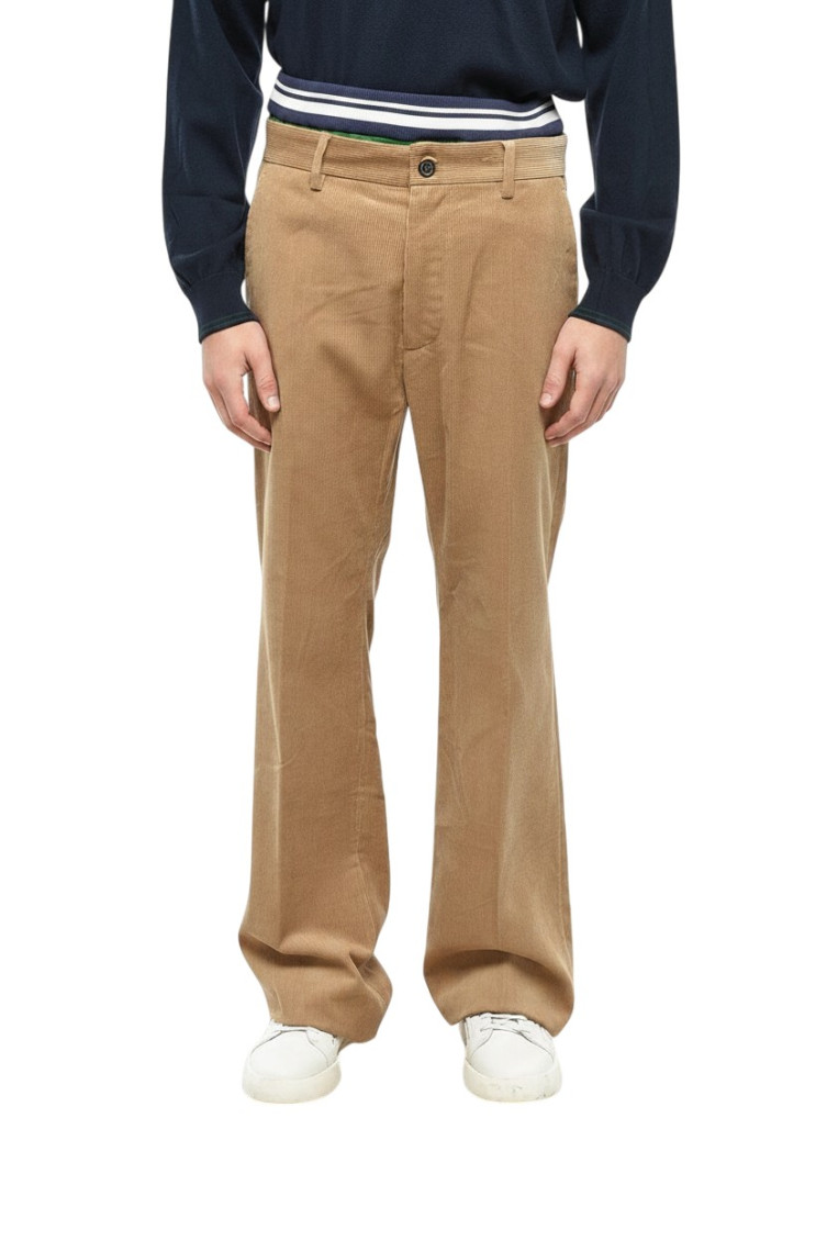Beige Flat Front Pants