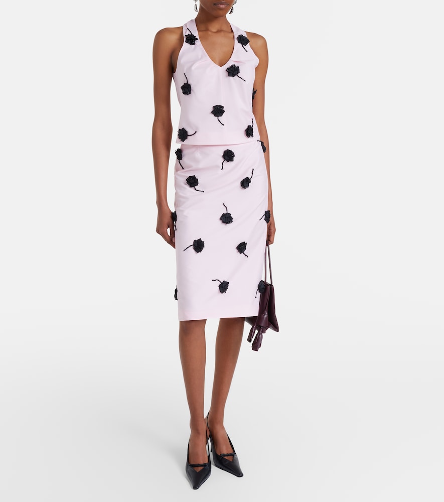 Floral-appliqué top