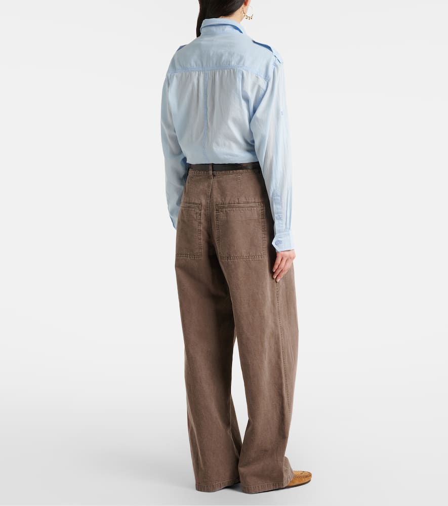 Nadine cotton and linen wide-leg pants