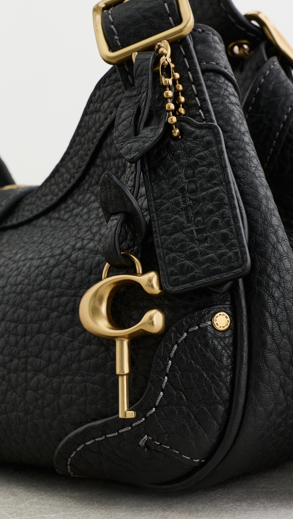 Textured Pebble Leather Drifter Shoulder Bag 31 Black One Size