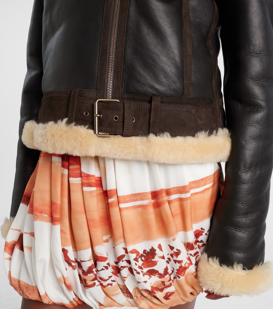 Shearling-trimmed leather jacket