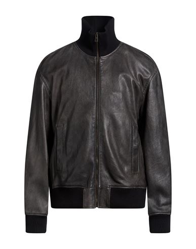 Man Jacket Charcoal Size 36 Lambskin, Wool, Acrylic, Polyamide, Elastane