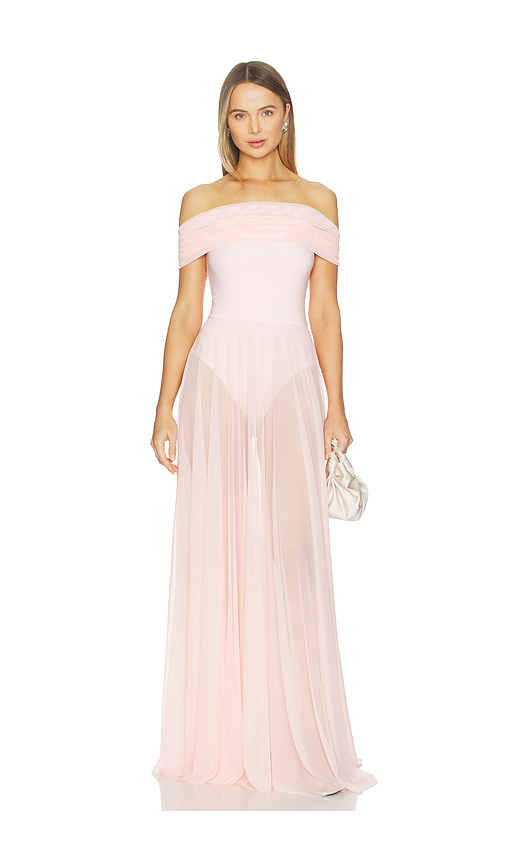 Norma Kamali Sleeveless Cowl Neck Combo Flared Gown in Ballet Pink - Pink. XS also in S, M