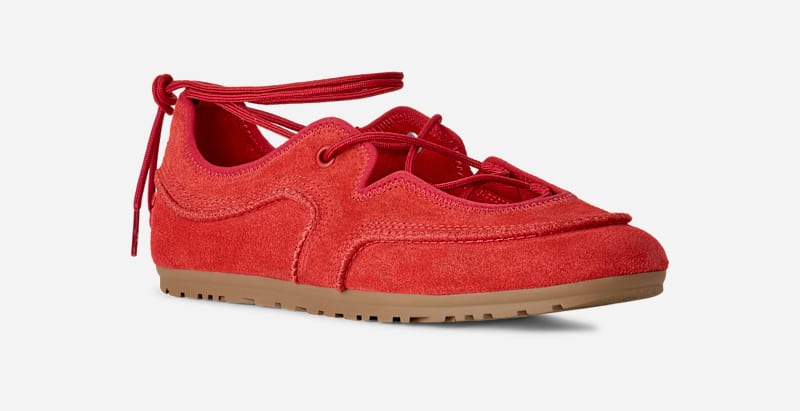 ® Women's Quill Ballet Sneaker Suede Shoes in Red Pepper