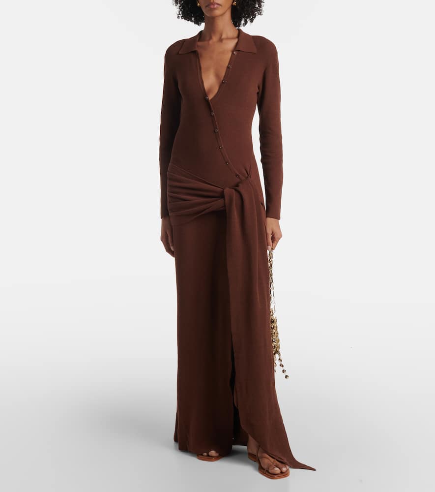 Aya Muse Saros draped cotton-blend maxi dress