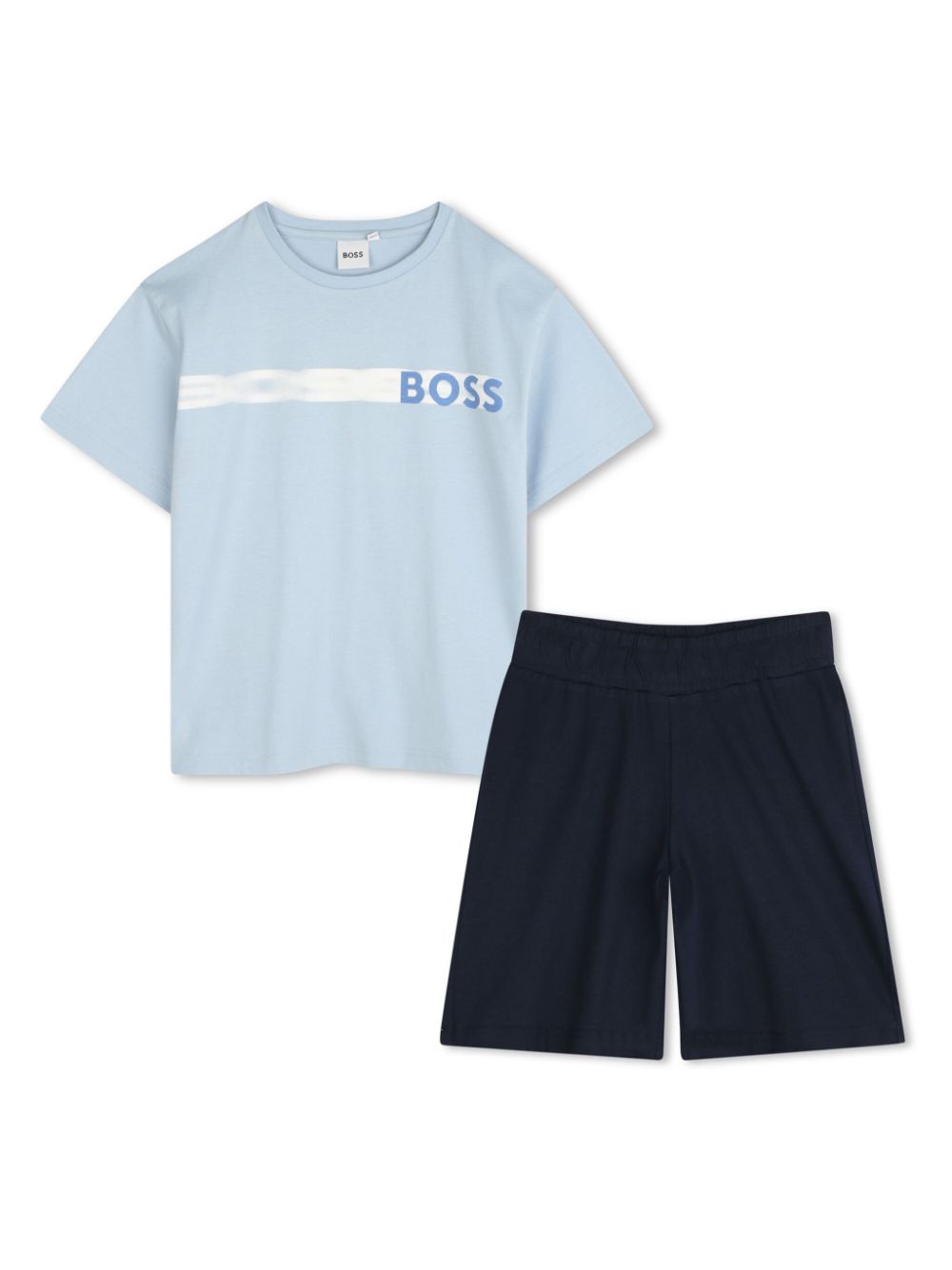 Logo-print cotton pajamas set - Blue
