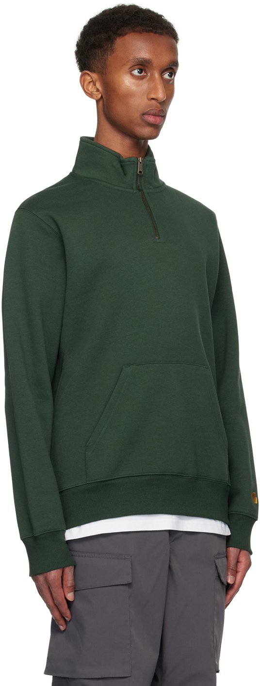 Carhartt Work In Progress Green Chase Neck Zip Sweatshirt