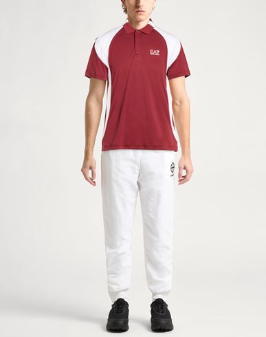 Man Polo shirt Burgundy Size L Polyester