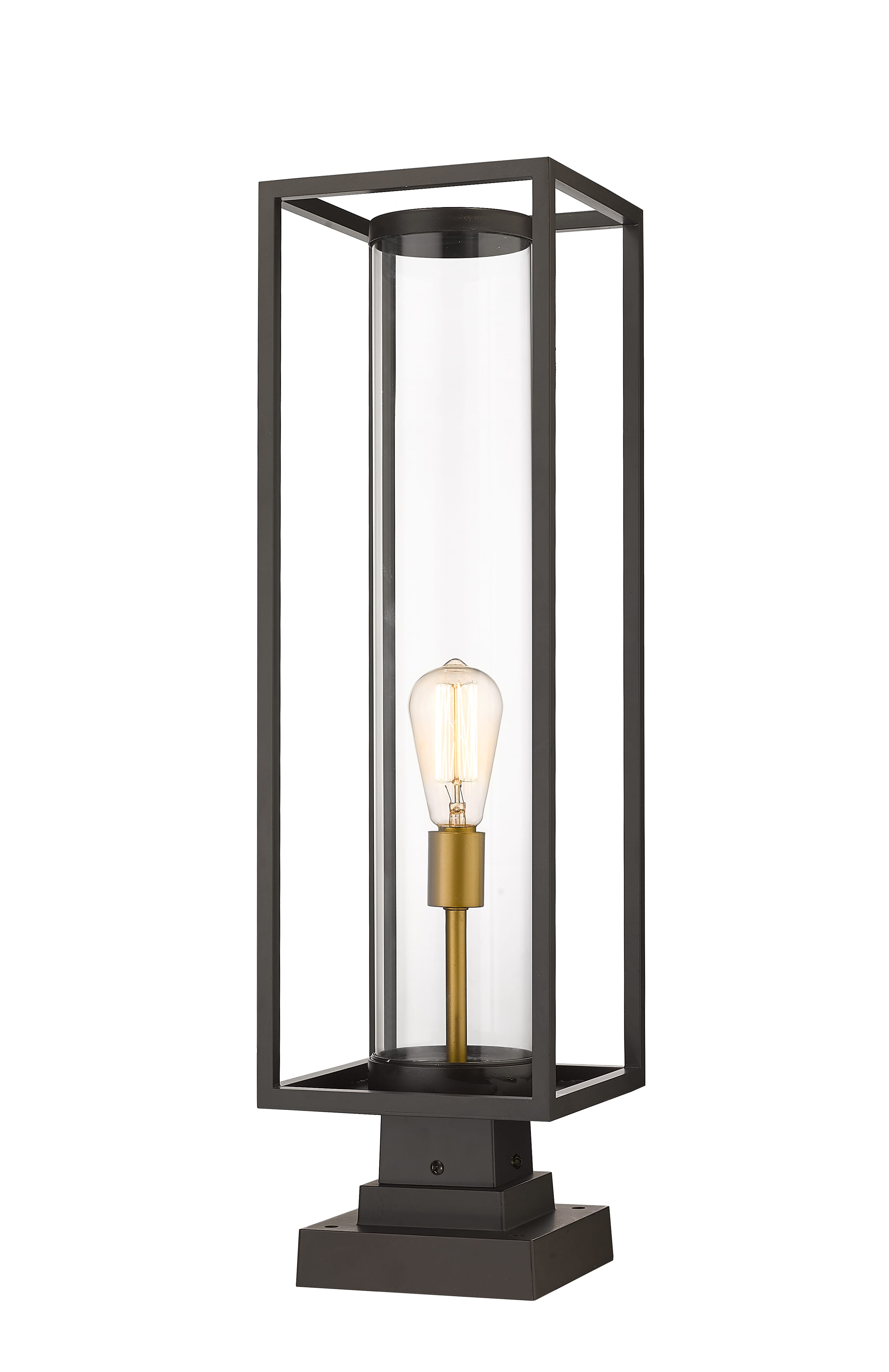 Dunbroch 1-Light Outdoor Pier Mounted Fixture Light In Deep Bronze With Outdoor Bra