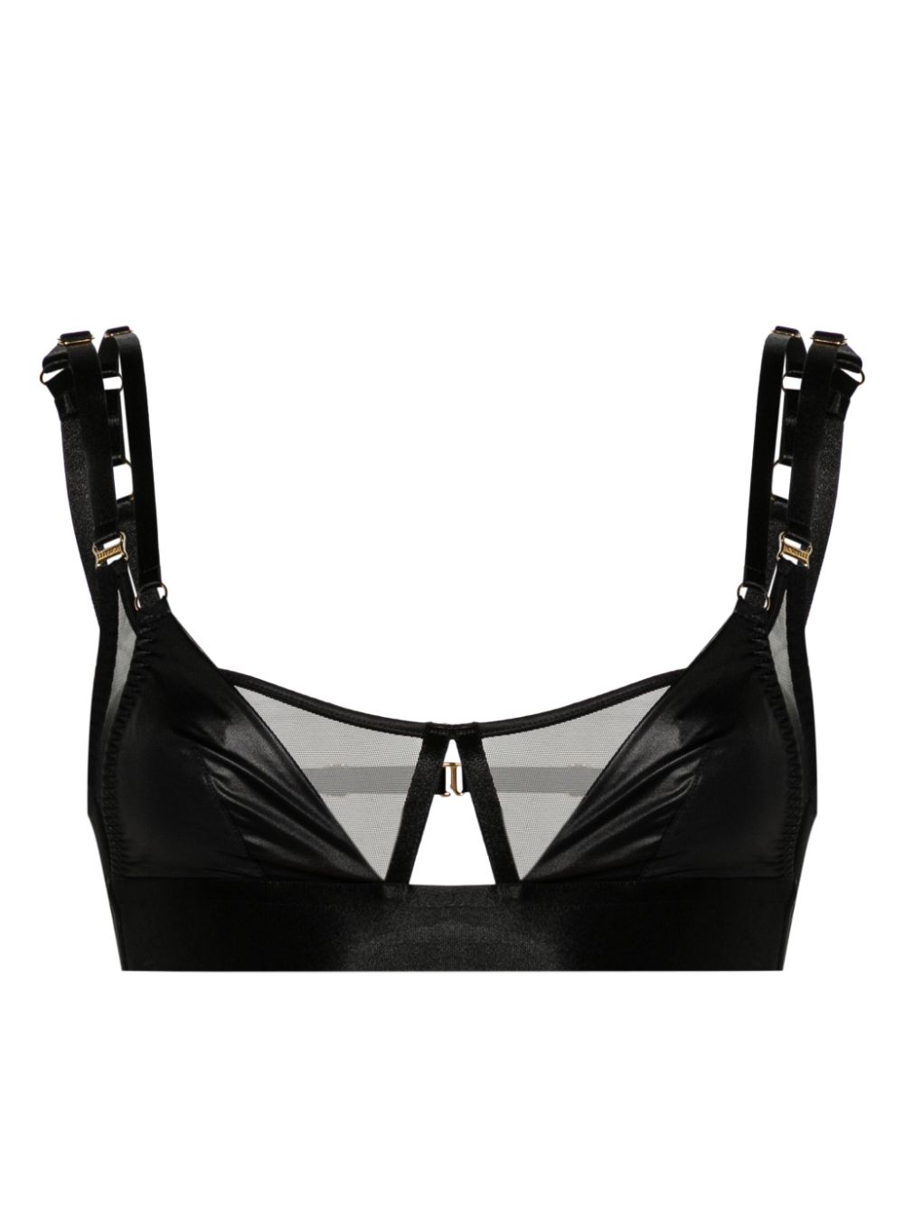 Vero triangle-cup satin bra - Black