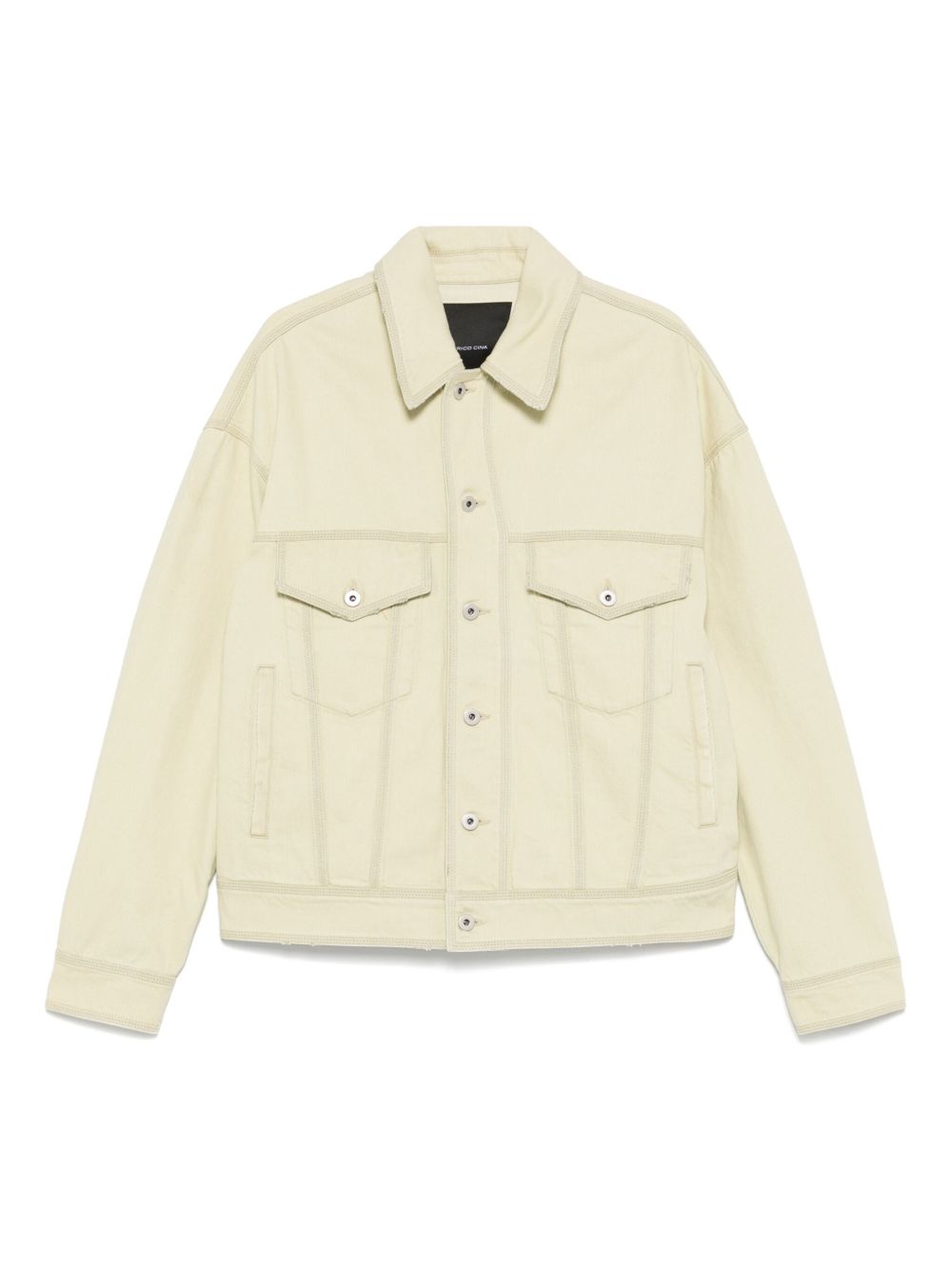 FEDERICO CINA raw-cut denim jacket - Green