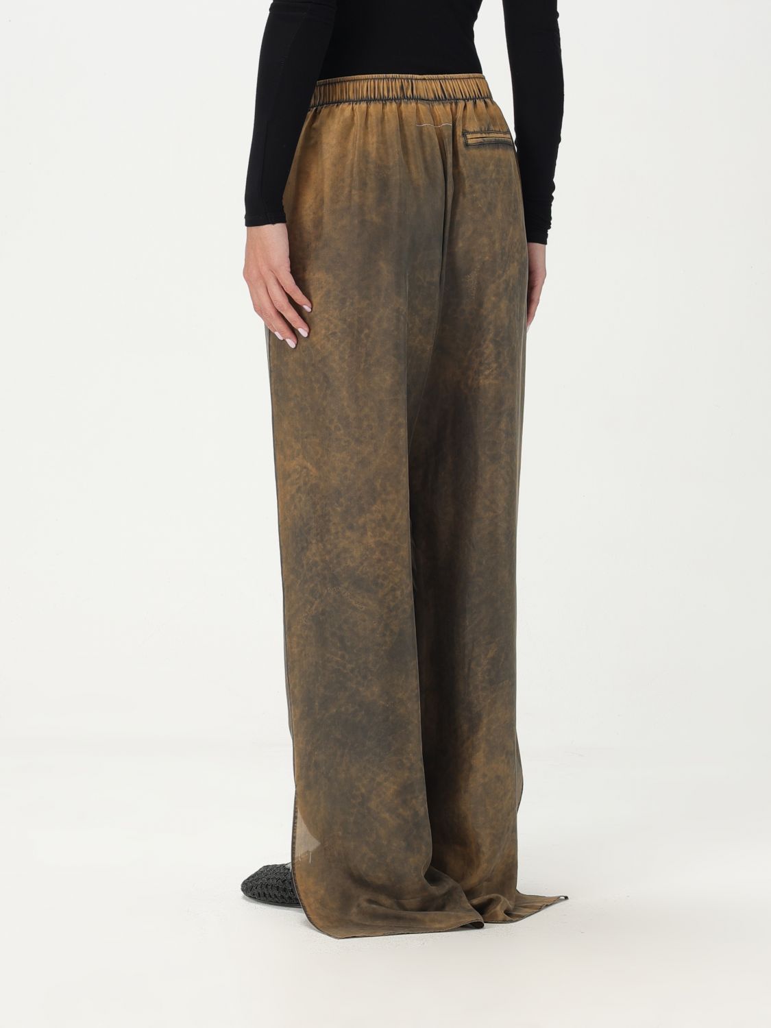 Distressed-finish flared trousers - Yellow