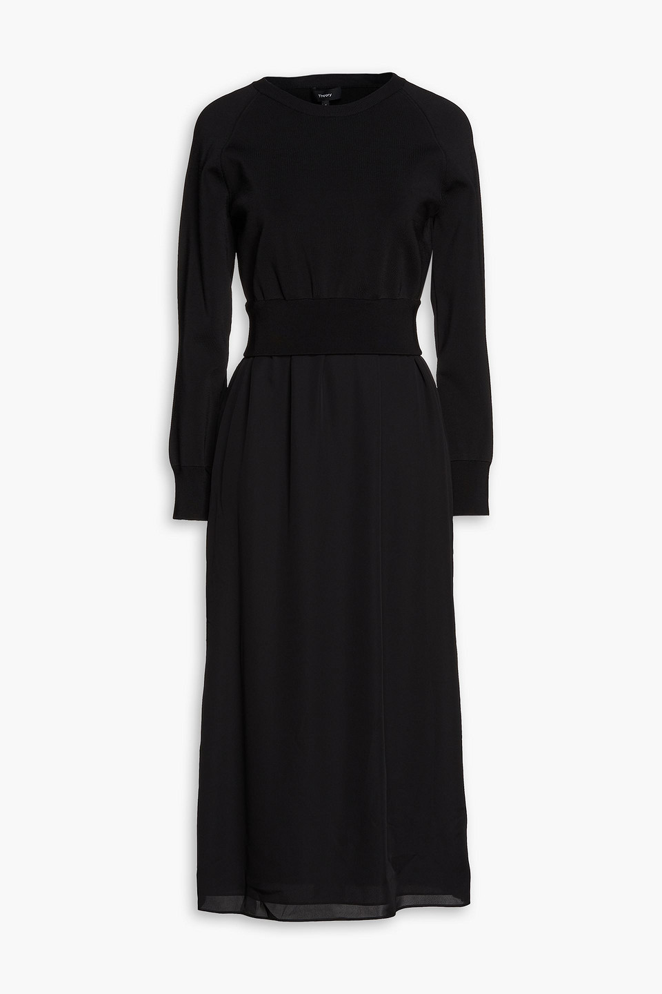 Paneled stretch-crepe midi dress - Black - XS
