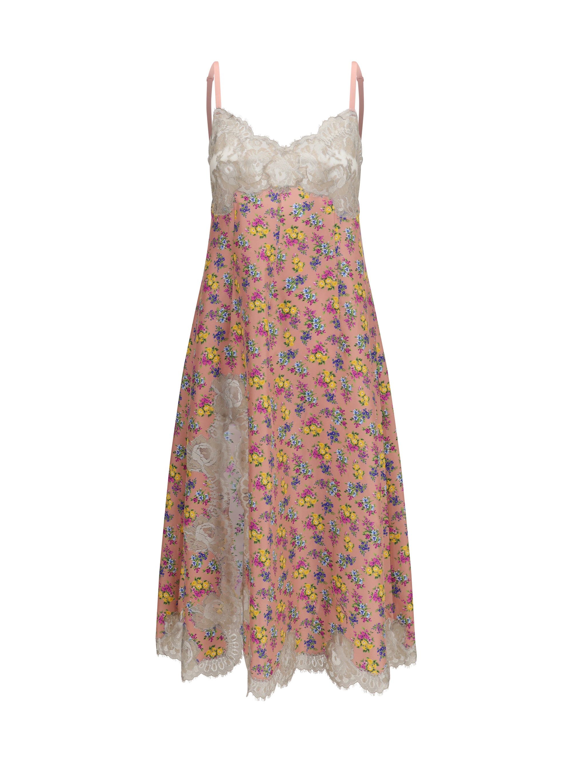 Floral Lace-Trim Slip Dress — Pink