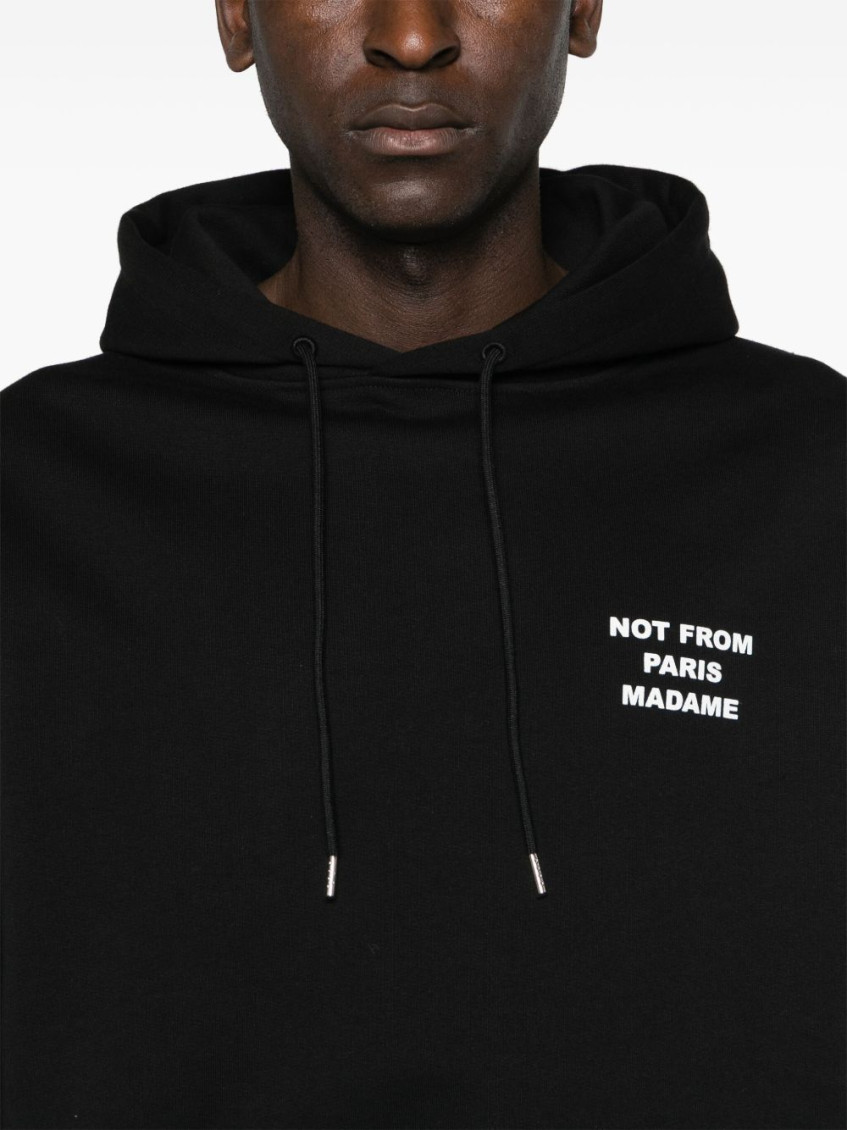 Black Hoodie With Logo In Cotton Man